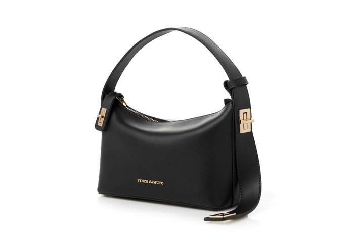 Vince Camuto Novara - Bolso de mano negro en piel de polivinilo, 24x10x16 cm